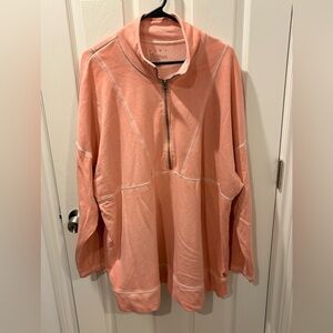 Lane Bryant 26/28 LIVI Peach Quarter-Zip Pullover Sweatshirt